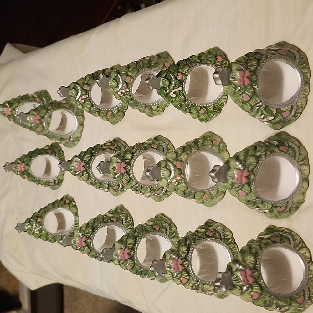 Christmas Tree Napkin Rings Set